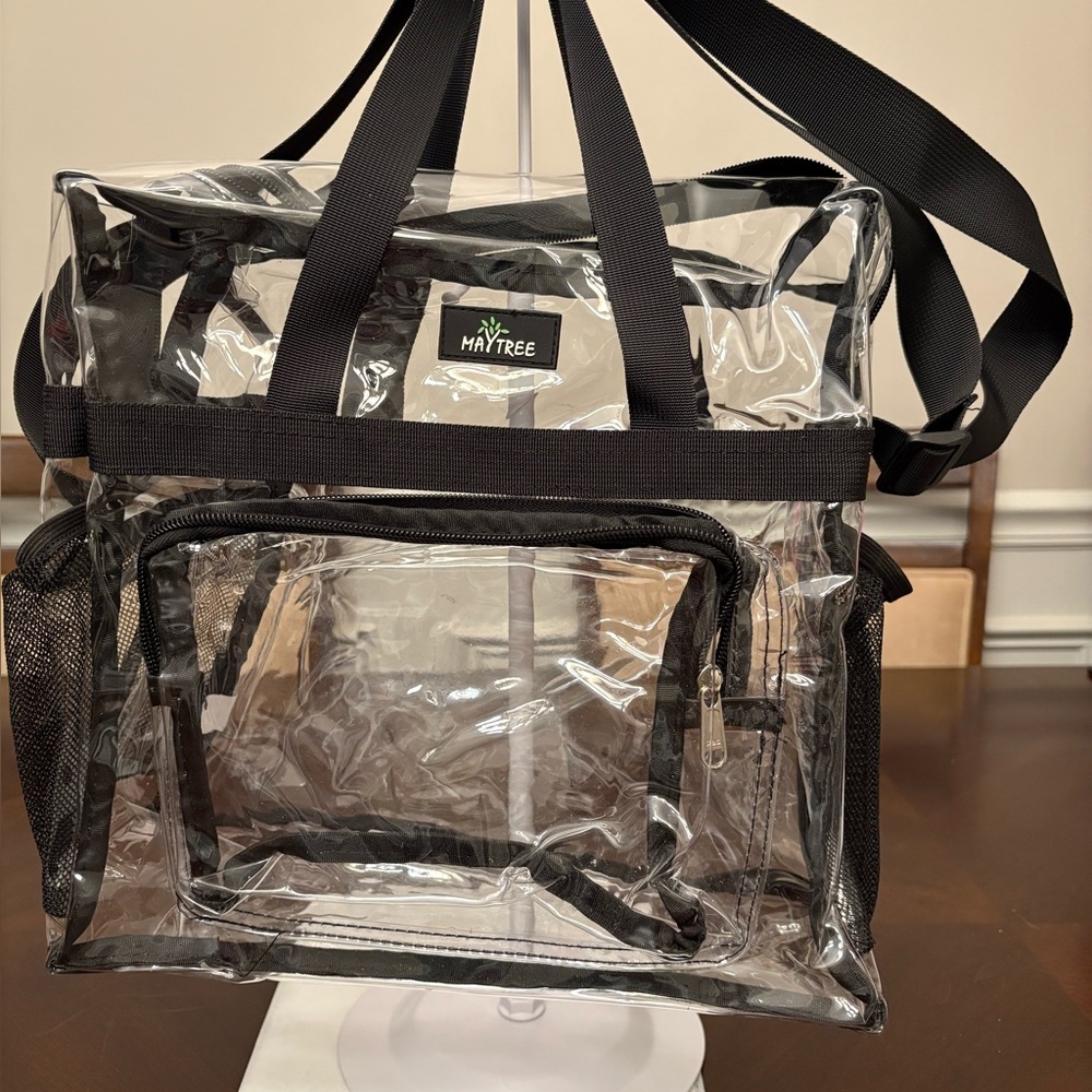 May Tree Clear Tote Bag with Black Trim NWOT